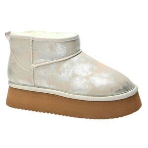 Corkys Washed Silver Metallic Platform Ankle Boots New